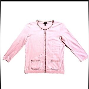 Talbots Size Medium Pink Long Sleeve Pima Cotton Women’s Cardigan Pockets